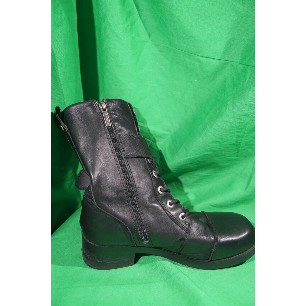Harley Davidson Womens Jammie Combat Biker Riding Boots Black Leather Size 9.5M - Picture 7 of 9